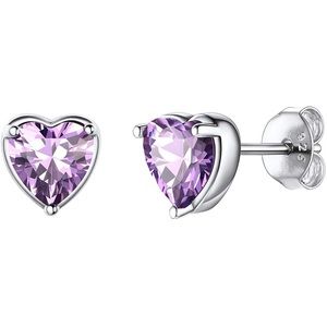 Heart Birthstone Sterling Silver Earrings